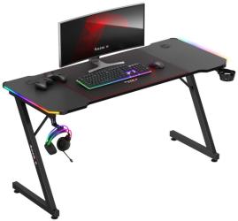 Birou gaming Huzaro Hero 3.3 RGB LED 140 x 60 x 74 cm Iluminare LED mousepad 80 x 58 cm Negru
