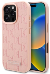 Husa iPhone 16 Pro Max - Karl Lagerfeld Leather MagSafe KLHMP16XPKHPORPP - Pink Hot Stamp 