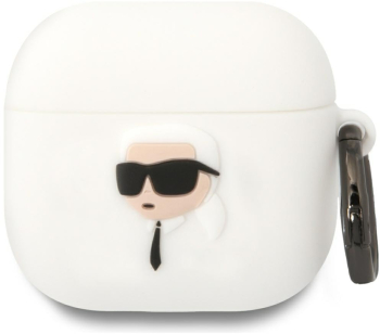Husa pentru Apple AirPods 4 - Karl Lagerfeld Silicone NFT Karl Head 3D KLA4RUNIKH - White 