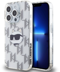 Husa pentru iPhone 15 Pro - Karl Lagerfeld IML Luxury KLHCP15LHKLPCHT - Clear Choupette Head&Monogram 
