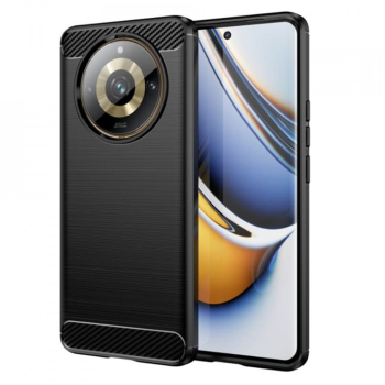 Husa pentru Realme 11 Pro / 11 Pro+ - Techsuit Carbon Silicone - Black 