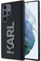 Husa pentru Samsung Galaxy S24 Ultra - Karl Lagerfeld 3D Design KLHCS24L3DMBKCK - Rubber Glitter Logo 