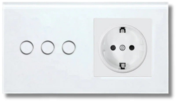 Intrerupator touch triplu si Priza Rama sticla securizata iUni 3Y LED 