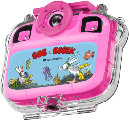 Aparat foto-video pentru copii GoGEN BOB si BOBEK AQUA FOTO 12 Mpx camera selfie carcasa impermeabila IP68 roz