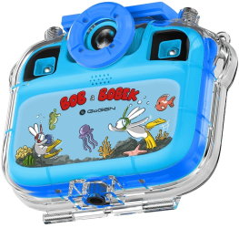 Aparat foto-video pentru copii GoGEN BOB si BOBEK AQUA FOTO 12 Mpx camera selfie carcasa impermeabila IP68 albastru