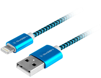 Cablu de incarcare si transfer de date GoGEN USB la Lightning 1 metru impletitura textila albastru