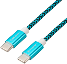 Cablu pentru incarcare si transfer de date GoGEN USB-C/USB-C 1 m impletitura textila albastru 