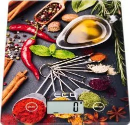 Cantar de bucatarie ECG KV 117 Chilli 5 kg precizie 1g TARA afisaj LCD sticla securizata 3mm 