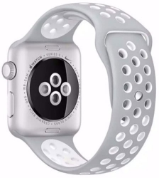 Curea pentru Apple Watch 38 mm Silicon Sport iUni Argintiu-Alb 