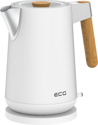Fierbator electric ECG RK 1768 Strix Timber White 1.7 litri 2200 W pereti dubli otel inoxidabil si elemente din lemn alb 