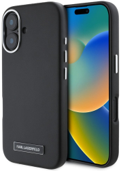 Husa iPhone 16 Plus - Karl Lagerfeld Leather MagSafe KLHMP16MPGMSRPK - FW Metal Plate 