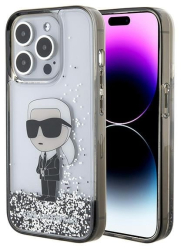 Husa pentru iPhone 15 Pro - Karl Lagerfeld Hardcase Liquid Glitter KLHCP15LLKKNSK - Transparent Ikonik 