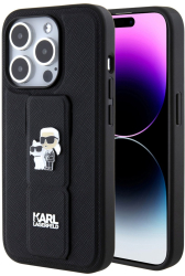 Husa pentru iPhone 15 Pro - Karl Lagerfeld Saffiano Gripstand KLHCP15LGSAKCPK - Karl&Choupette Pins 
