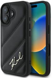 Husa pentru iPhone 16 Plus - Karl Lagerfeld Diagonal Quilted KLHCP16MPQDSMGK - Black 