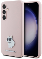 Husa pentru Samsung Galaxy S23 FE - Karl Lagerfeld Silicone KLHCS23FESMHCNPP - Pink Choupette Metal Pin 