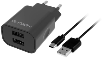 Incarcator de retea GoGEN ACH 205 CB 2 x USB 5V/2A 10W cablu USB-C 1m negru 