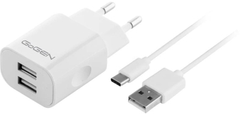 Incarcator de retea GoGEN ACH 205 CW 2 x USB 5V/2A 10W cablu USB-C 1m alb 