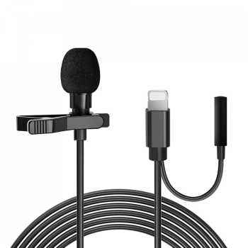 Micofon tip Lavaliera Lightning Jack Female 3.5mm Noise Reduction - Techsuit WL1 - Black 