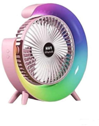 Mini Ventilator SIKS Portabil Pentru Birou Rotund Multifunctional Led RGB Lumini Ambientale Ajustare 180 ° 3 Viteze Ale Vantului 