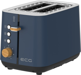 Prajitor de paine ECG ST 2768 Timber Petrol 925 W 2 felii 7 trepte otel inoxidabil elemente din lemn albastru indigo 