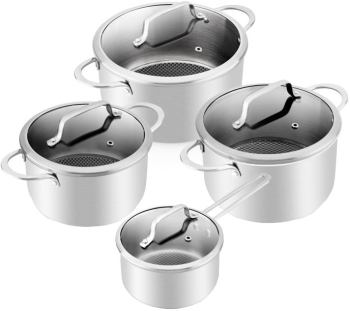 Set 4 vase de gatit ETA Honeycomb 1929 90000 otel inoxidabil suprafata speciala antiaderenta foarte rezistenta la zgarieturi inductie 