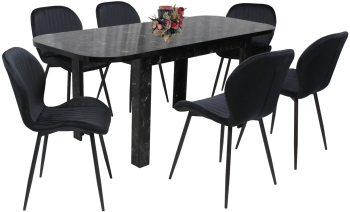 Set masa extensibila cu 6 scaune bucatarie. Roma Negru and Opal Negru 