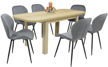 Set masa extensibila cu 6 scaune bucatarie. Roma Stejar and Opal Gri 
