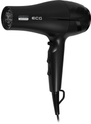 Uscator de par cu ionizare ECG Modifica Nera Grande+ 2200 W 2 viteze 3 niveluri de temperatura difuzor negru 