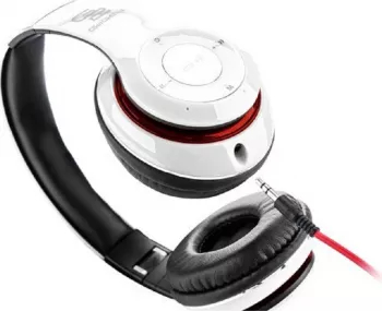 Casti audio fara fir GoGEN HBTM 41WR Bluetooth radioFM incorporat microfon alb cu rosu 