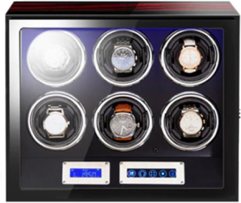Cutie intors ceasuri automatice cu amprenta iUni Luxury Watch Winder 6 Mahon-Black 
