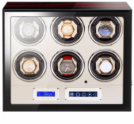 Cutie intors ceasuri automatice iUni Luxury Watch Winder 6 Mahon-Crem 