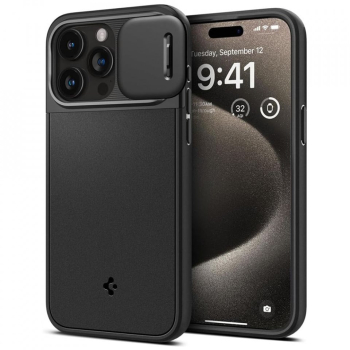 Husa iPhone 15 Pro Max - Spigen Optik Armor - Black 