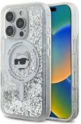 Husa pentru iPhone 16 Pro - Karl Lagerfeld Liquid Glitter MagSafe KLHMP16LLGCHSGH - Transparent Choupette Head