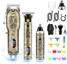 Masina de tuns si aparat de ras 3 in profesionala trimmer cu lama T pentru par/barba/par corporal/nas cu acumulator afisaj LED set re 