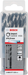 Set 10 burghie pentru metal Bosch HSS Impact Control 6 mm tip bit 1/4 