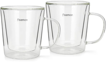 Set 2 cani Fissman-Borgia sticla borosilicata 12.5x8x10 cm 320 ml transparent