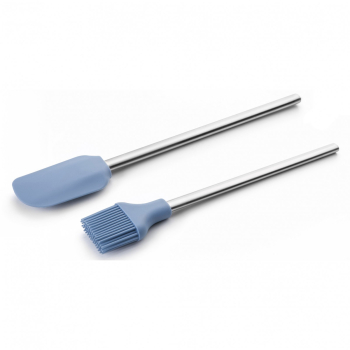 Set 2 ustensile bucatarie Ibili-Ecoprof silicon 32 cm argintiu/albastru 