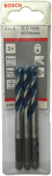 Set 3 burghie CYL-5 pentru zidarie Bosch tija PowerGrip 8x50x100 mm 