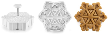 Set 3 forma fursecuri fulgi de nea Ibili plastic 5.5-7 cm alb 