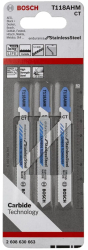 Set 3 panze pentru fierastrau vertical Bosch T118AHM CT Endurance for StainlessSteel 