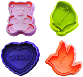 Set 4 forme fursecuri Sf. Valentin Ibili-Accesorios plastic 5 cm multicolor 