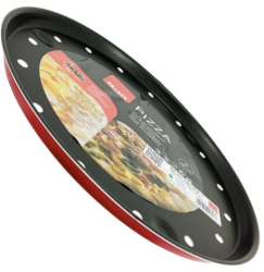 Tava perforata pizza Ibili-Venus aluminiu 28x1.8 cm negru/rosu 