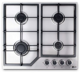 Plita incorporabila LDK 4GFIX Gaz 4 arzatoare Aprindere electrica Gratare fonta Siguranta 60 cm Inox