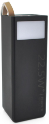 Baterie externa YM-353 30000mAh lanterna intrare 5V/2.1A micro USB Tip-C iesire 5V/2.1A 2xUSB incarcator rapidPD22.5W QC3.0 Tipec negru 