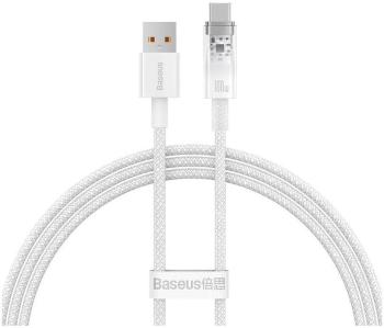 Cablu Baseus Explorer Fast Charge Cablu Control Temperatura USB to USB-C 100W 1m Alb 