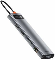 Hub USB-C to 3 x USB Type-C VGA 2x HDMI TF/SD - Baseus CAHUB-CT0G - Grey