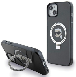 Husa pentru iPhone 15 - Karl Lagerfeld Hardcase Ring Stand MagSafe KLHMP15SHMRSKHK - Karl Head 