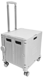 Carucior pliabil sistem blocare maner extensibil capac retractabil 30L 38x32.5x39 cm Alb 