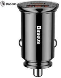 Incarcator bricheta auto 30W Baseus CCALL-YS01 Circular Plastic PPS 1x USB 4.5V /5A 1x USB Type-C 5V /3A negru 