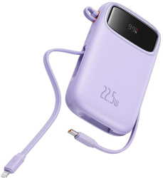 Acumulator extern Baseus Qpow2 Dual-Cablu Digital Display Fast Charge 10000mAh 22.5WViolet + Cablu USB-C 0.3m 